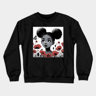 Poppy flowers and butterfly Crewneck Sweatshirt